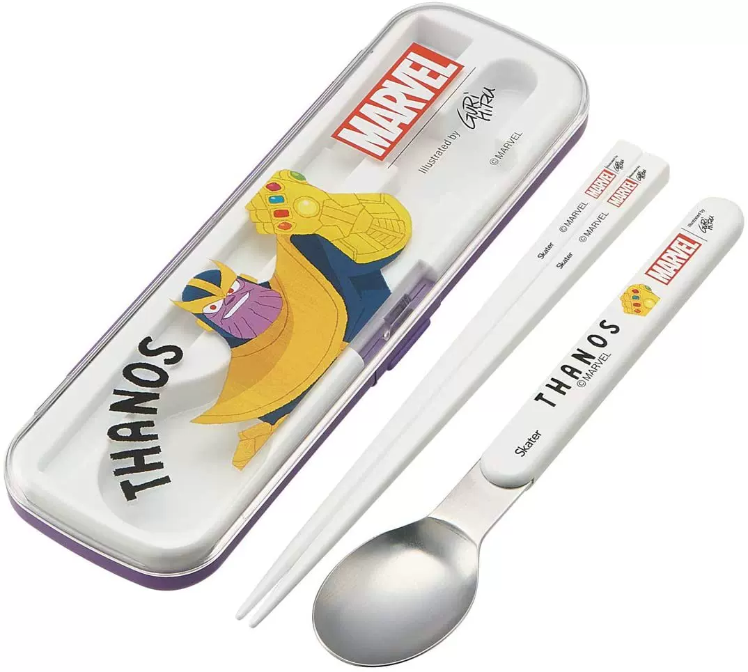 Japanese import children's fresh handheld plastic chopsticks, spoon stainless steel, set, Marvel