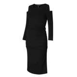 Термобелье, платье, юбка, длинный эластичный лонгслив, европейский стиль, с рукавом, осеннее, облегающий крой