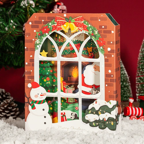 Miss Card Led Light S Трехсторонние рождественские поздравления, лазерный лазер, фестиваль клиентов Gourmet Customer