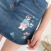 TW gấu 2019 xuân hè mới thêu hoa đã mỏng nhẹ váy denim giản dị váy nữ TTWJ96402I - Cộng với kích thước quần áo áo kiểu đẹp Cộng với kích thước quần áo