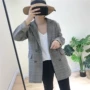 Hàn quốc chic houndstooth nhỏ phù hợp với đầu mùa thu mới OL British retro loose đơn ngực kẻ sọc áo khoác nữ shop quần áo nữ gần đây