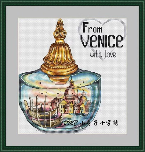Столковая штифт Cross Stitch French DMC Line Bottle в мировом городе Париж, Париж, Нью -Йорк, Нью -Йорк Венеция