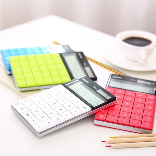 Deli 1589 планшет большой экран кнопку офиса компьютер Двойной питания Симпатичный солнечный финансовый калькулятор