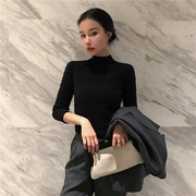 Zhang Jingyi Mùa thu mới phiên bản Hàn Quốc của tay áo tự canh dài tay áo thun nữ hoang dã áo len mỏng phần áo sơ mi