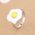 Người bạn thật sự của tôi với cùng một sáng tạo siêu dễ thương trứng luộc dễ thương lòng đỏ trứng S925 sterling bạc nhẫn mở nhẫn nữ - Nhẫn