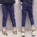 Phiên bản Hàn Quốc của quần ống loe bé gái quần jeans bé gái mùa xuân và mùa thu mới cho trẻ em mặc quần dài co giãn