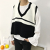 Cao đẳng gió mùa thu vest mới vest nữ Harajuku áo len retro V-Cổ lỏng ngắn len áo len áo len nữ mỏng dài tay Áo len