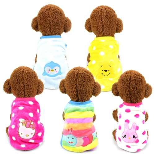 Потеря Новая фланелевая вышитая одежда для любимой собаки с двумя футами плюс бархатная осень и зимняя одежда Маленькая собака 06