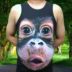 Mùa hè spoof lạ cơ bắp nam giới và phụ nữ cá tính mồ hôi vest chất béo XL vui 3d doodle khỉ in động vật Lót