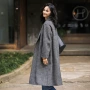 Phiên bản Hàn Quốc của áo khoác len hai mặt nữ cao cấp dài 2018 mới mùa đông áo len kẻ sọc cổ điển - Áo Hàn Quốc áo dạ ngắn đẹp và điệu