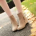 Giày bốt đơn phong cách Hàn Quốc 2016 Giày nữ xuân thu đông giày bốt ngắn bên trong nâng cao giày bốt nữ mờ cao gót sinh viên bốt ngắn bốt trần