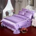 Mùa hè naked ngủ Tencel bốn mảnh băng lụa mùa hè mát quilt cover silk satin 1.8 m sheets bộ đồ giường lụa bộ chăn ga gối đệm giảm giá Bộ đồ giường bốn mảnh