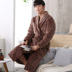 Fat man áo choàng nam mùa đông dày san hô lông cừu quilted đồ ngủ dài tay lỏng lẻo kích thước lớn người già 200 kg áo choàng tắm áo choàng ngủ nam Night Robe