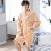 Váy ngủ nam đô thị mùa thu và mùa đông dài tay dày flannel pyjama mùa đông rộng béo lớn áo choàng tắm cũ người đẹp