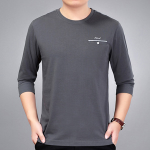 Mùa hè nam cổ tròn T-Shirt trung niên cotton mỏng dài tay t-shirt trung niên cha nạp kích thước lớn của cha áo sơ mi áo thun nam trung niên