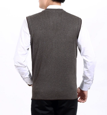 Trung niên cha nạp nam mùa thu và mùa đông ấm áp len vest trung niên cha thường đan vest vest vest công sở nam Dệt kim Vest