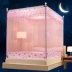 Muỗi net dây kéo vuông đầu giường loại công chúa gió ba cửa 1.5 m 1.2 mô hình yurt 1.8 m giường đôi nhà