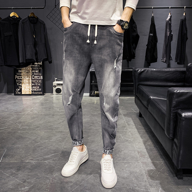 Summer thin jeans for men, a trendy brand, slimming and petite casual 2023 new style for men, a cool and stylish 9-inch long pants Specification image