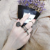 Vòng retro kim cương đen cá tính nhẫn bốn mảnh thời trang cường điệu nhẫn thủy triều với phụ kiện nữ - Nhẫn nhan kim tien Nhẫn