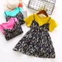 Quần áo trẻ em mùa hè 2018 cô gái mới ăn mặc trẻ em Hàn Quốc giả hai mảnh váy hoa bé ngắn tay váy váy cho bé gái 1 tuổi