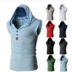 Dệt kim vest nam Hàn Quốc phiên bản của Nhật Bản trùm đầu vest nam triều thương hiệu vest xu hướng cá tính nam mùa hè vest tay áo t-shirt nam Dệt kim Vest
