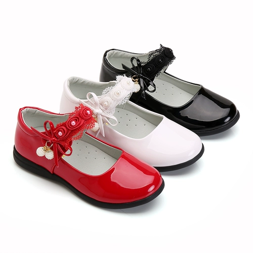 Черные цветные туфли для кожаной обуви, красное платье для принцессы для школьников, коллекция 2021, из натуральной кожи, подходит для подростков
