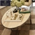 Bàn đá cẩm thạch sau hiện đại bàn cà phê đơn giản hiện đại hình bầu dục phòng khách bằng kim loại inox ánh sáng sang trọng nội thất tùy chỉnh - Bàn trà Bàn trà