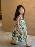 Пляжное платье, детская летняя длинная юбка, детская одежда, 2023, в корейском стиле, в цветочек