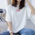 Mùa hè vòng cổ ngắn tay t-shirt nam lỏng thường xu hướng 2018 T áo sơ mi nam và phụ nữ những người yêu thích mặc cá tính áo sơ mi hoang dã đồ đôi nam nữ đẹp Áo khoác đôi