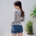 2018 mùa xuân và mùa thu mới của Hàn Quốc thời trang mỏng giảm béo cotton hoang dã dài tay trùm đầu áo khoác ngắn áo len cardigan phụ nữ áo khoác nữ cao cấp Áo khoác ngắn