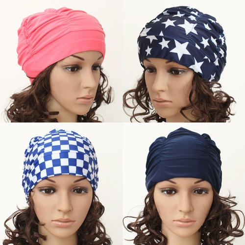 Модная плиссированная плиссированная ткань плавательная шляпа цвет сплошной цвет большой номер женские длинные волосы, одетые в булиангкую плавальную шапку для головы булианг