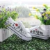 TFBOYS giày vẽ tay Wang Junkai Wang Yuan Yi Qian Qian TF gia đình thấp để giúp vải ren sinh viên nam nữ giày thể thao lining Plimsolls