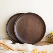 New Walnut Dish Phong cách Nhật Bản Gỗ trái cây Tấm tròn Khay gỗ Sáng tạo Khay gỗ nguyên bản - Tấm