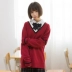 [stalk bean Story] kyouko mùa thu và mùa đông mới Màu cổ chữ V phù hợp với áo len cotton dày của trường đại học Nhật Bản - Đan Cardigan áo cardigan nữ Đan Cardigan