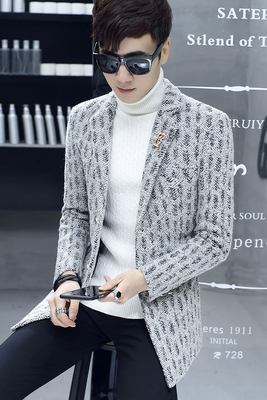 2017 người đàn ông mới của len coat trong phần dài của mùa thu và mùa đông Nizi Hàn Quốc phiên bản của người đàn ông áo len của Nizi áo gió áo khoác nam kaki Áo len