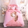 Phim hoạt hình cotton bốn mảnh bé trai và bé gái màu hồng công chúa gió chăn ga giường trẻ em ba mảnh - Bộ đồ giường bốn mảnh chăn ga gối đệm cưới