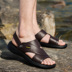 Dép của nam giới 2018 mùa hè mới da tinh khiết giản dị giày bãi biển nam trung niên dép và dép đi trong nhà đáy mềm cha dép da Sandal