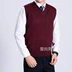 Áo vest nam cổ chữ V màu đơn sắc áo len mùa thu đông mới vest trung niên vest không tay áo len trung niên Dệt kim Vest