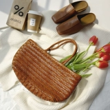 Ретро кожаная барсетка, корзина, сумка для путешествий, французский ретро стиль, воловья кожа, из натуральной кожи, премиум класс