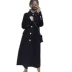 Hepburn gió áo len nữ búp bê cổ áo chic len phần dài trên đầu gối Slim đen Sen áo len áo khoác gió nữ Trung bình và dài Coat