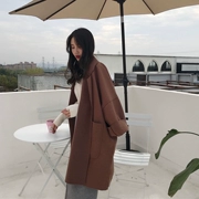 Áo khoác len nữ mùa thu và áo khoác mùa đông nữ mới 2018 Phiên bản Hàn Quốc áo khoác oversized bóng dáng áo len nữ