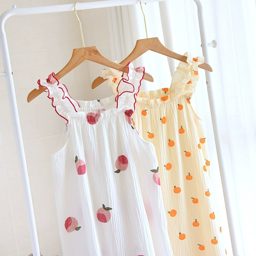 Хлопковая милая пижама без рукавов, милое платье-комбинация для отдыха, по фигуре, оверсайз