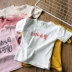 2018 trẻ em mùa hè mới thời trang giản dị ngắn tay đầu t- shirt trẻ em thoải mái in văn bản áo sơ mi