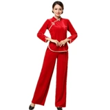 Бархатный комплект, этнический лонгслив, удерживающие тепло штаны, танцующий костюм, этнический стиль