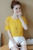 2018 mùa hè mới của Hàn Quốc phụ nữ ngắn lỏng voan áo sơ mi ngắn tay của phụ nữ t- shirt ren hoang dã áo sơ mi mỏng