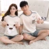 Vài bộ đồ ngủ mùa hè bông ngắn tay áo dễ thương Hàn Quốc phiên bản mới người đàn ông giản dị bông lỏng phụ nữ nhà dịch vụ phù hợp với đồ bộ mặc nhà bằng vải thun Cặp đôi