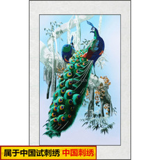 Вышивка Сучжоу 湘绣苏绣成品餐厅书房卧室楼道客厅装饰画刺绣精品单面绣孔雀名画