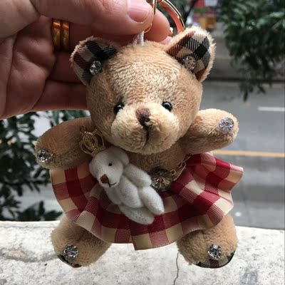高档韩国可爱泰迪熊公仔汽车钥匙扣圈 韩版毛绒小熊包包扣挂件女