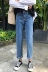 Quần hem thẳng chân quần đàn hồi cao eo quần jean nữ mùa hè mới Hàn Quốc phiên bản của hoang dã mỏng chín quần sinh viên chân váy jean đẹp Quần jean