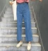 Eo cao lỏng mỏng retro quần jean nữ mùa hè mới Hàn Quốc thường rửa hoang dã chín quần rộng chân quần Quần jean